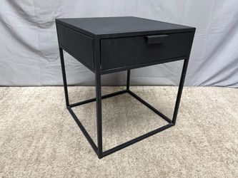 Black Metal Industrial Single Drawer End Table