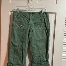 Women's DIESEL Capris Army Green Size 27 - 100% Cotton