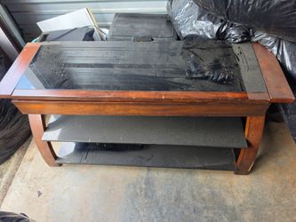 Wood and Glass Coffee Table with Lower Shelf