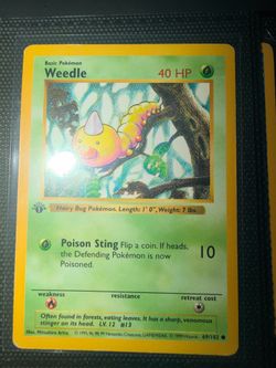 Pokemon card vintage weedle 1st edition