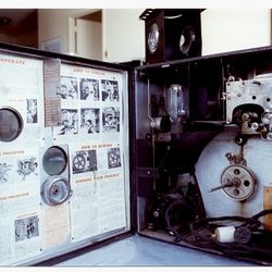 Two [circa 1920] DeVry 35mm co-axial portable silent projectors