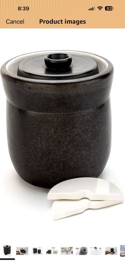 TOMO Fermentation Crock with Weights - Ceramic Sauerkraut Pickling Crock - Stoneware Kombucha Brewing (3L)