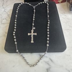 Vintage 950 Sterling Silver Rosary, Hallmarked Mexico 🇲🇽 950,  36 Total In.  U Can Wear As A Necklace 22 In . W/ Spring Ring Closure 