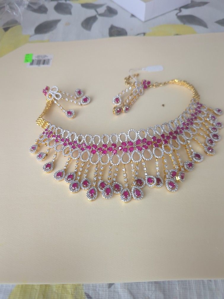 White Stones With Ruby Stones Fine Quality