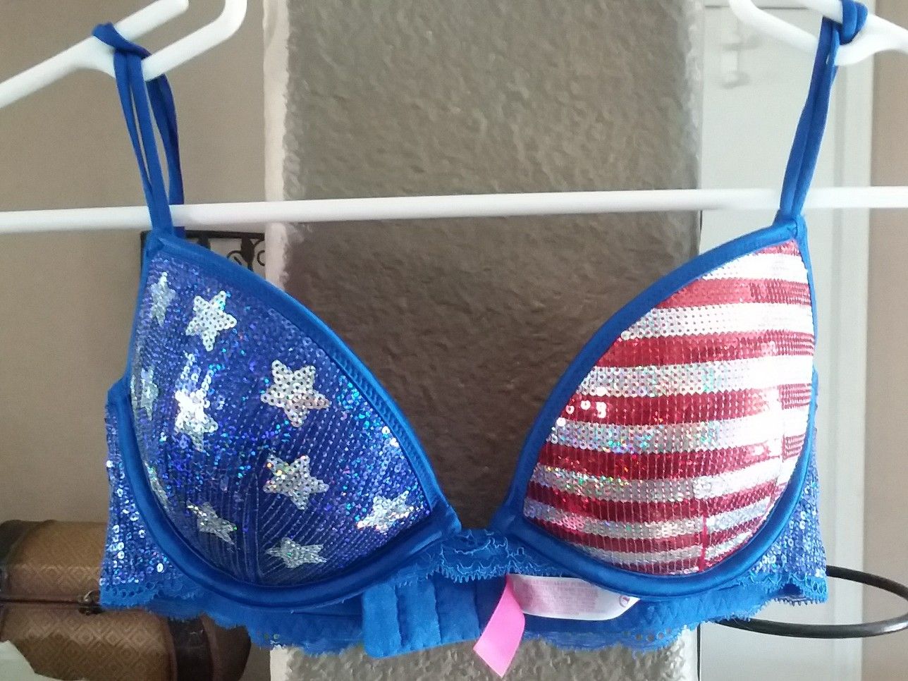 Victoria's Secret sequin American flag bikini top bra