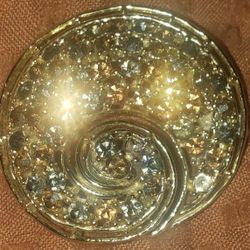 gold shell brooch with diamonds vintage