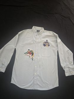 Vintage DC Comics Batman Robin Embroidered Shirt Men's M