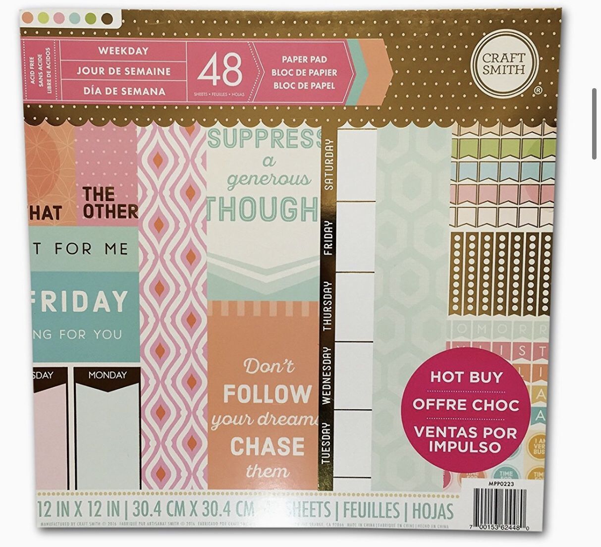 Craft Smith Weekday Scrapbook Paper Pad