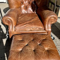 Leather Armchair With Ottoman