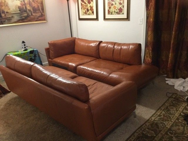 DANIA FURNITURE Peruna Leather Right Sectional for Sale in