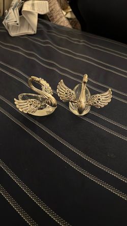 Sterling  Silver And Crystal Glass Pair Of  Swan Spice Holder AB