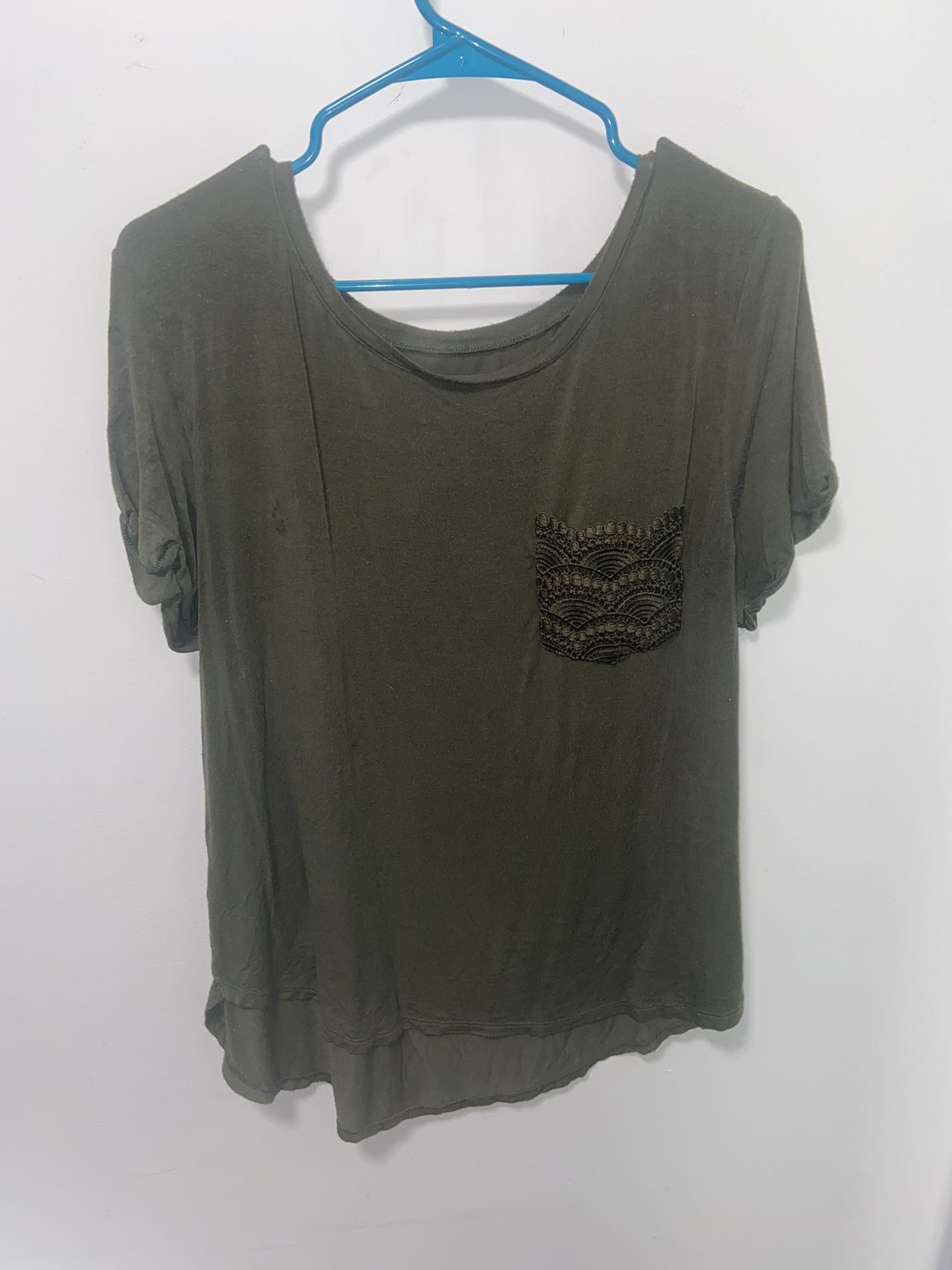 Green Short Sleeve Casual Shirt With Designed Pocket💚