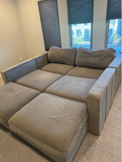 Lovesac Modular Sofa! 6 bases 8 sides! Gray covers!