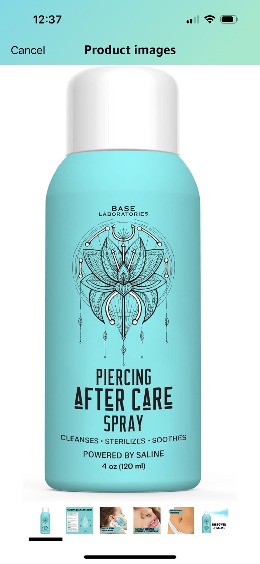 BASE LABORATORIES Piercing Aftercare Spray | Sterilizing Saline Spray for Piercings | Piercing Cleaner Spray for Ears, Nose - Saline Solution for Pier