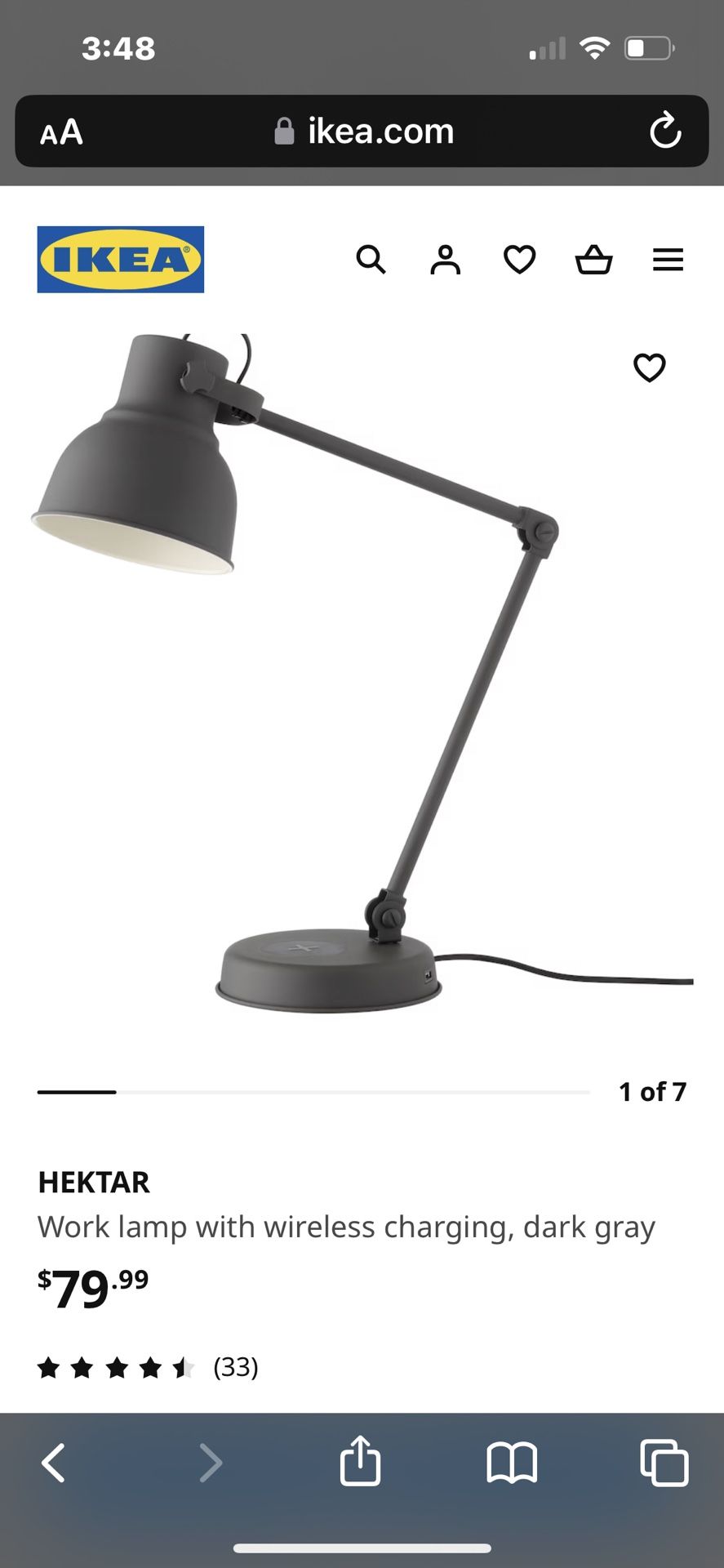 IKEA Hektar Work Lamp with USB charging station (2 available at discounted price)