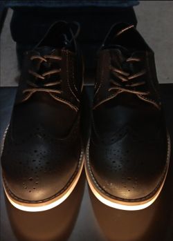 Dark Brown Leather Wingtip Oxford Shoes