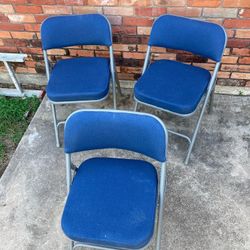 3 Thick Padded Folding Chairs