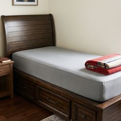 Twin Captain’s Bed - Dark Mahogany Finish with Built-In Storage