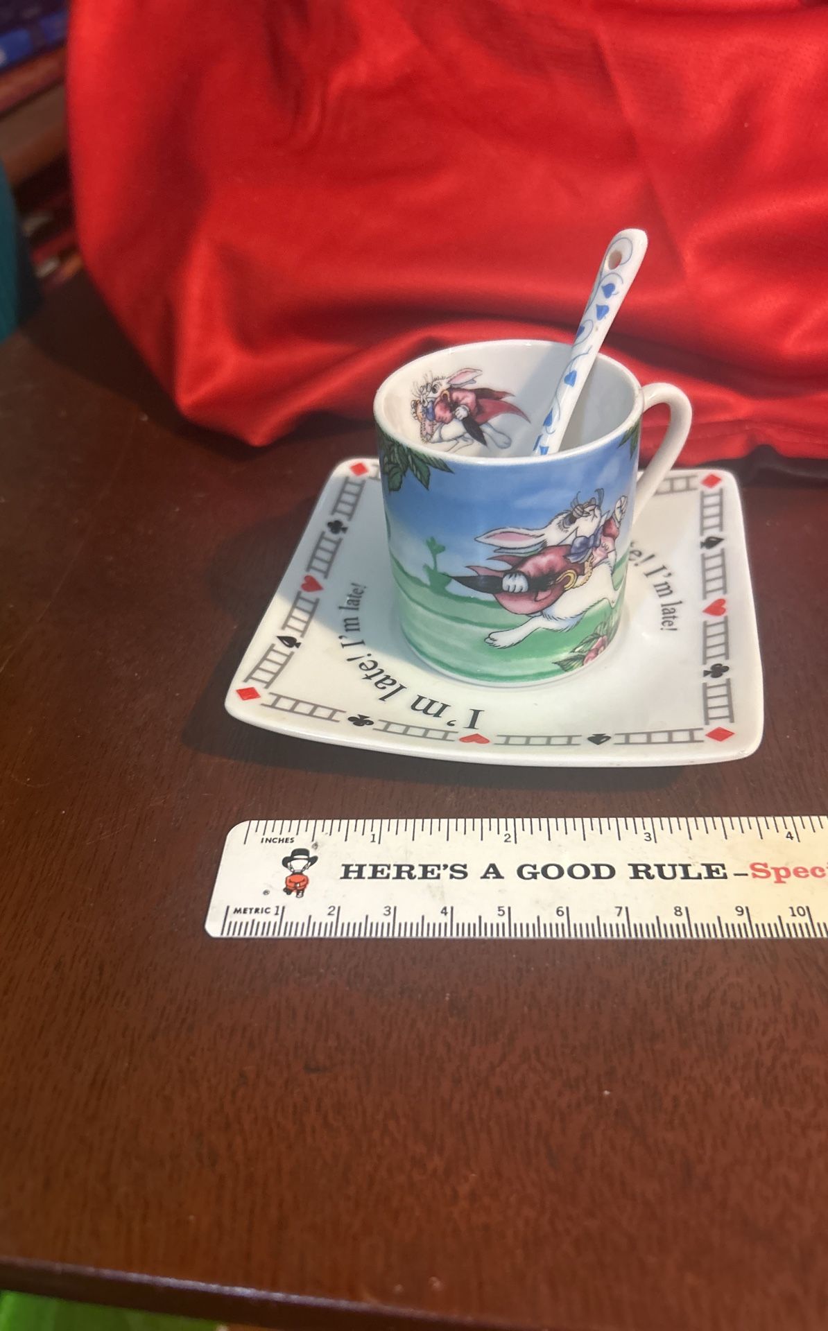 Alice N Wonderland Teacup With Saucer And Spoon