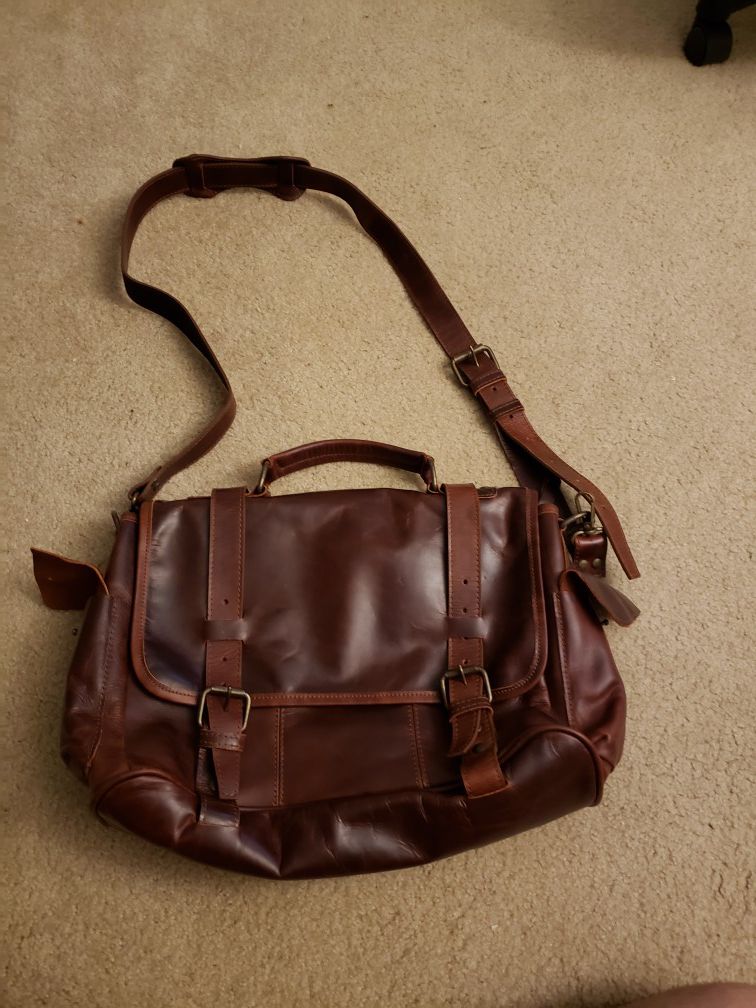 New Real leather Large Messenger bag