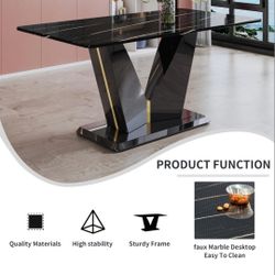 Elegant Faux Marble Dining Table
