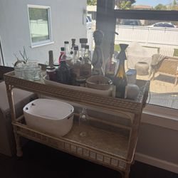 Serena And Lily South Seas Rattan Bar Cart