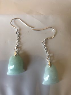 925 sterling silver certified A grade jade dangle earrings