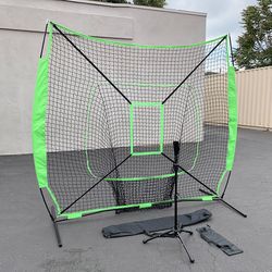 (New) $75 Baseball, Softball 7x7ft Practice (Net and Ball Tee Set) for Hitting Batting Training 