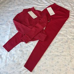 Lululemon Cropped Red Sets 