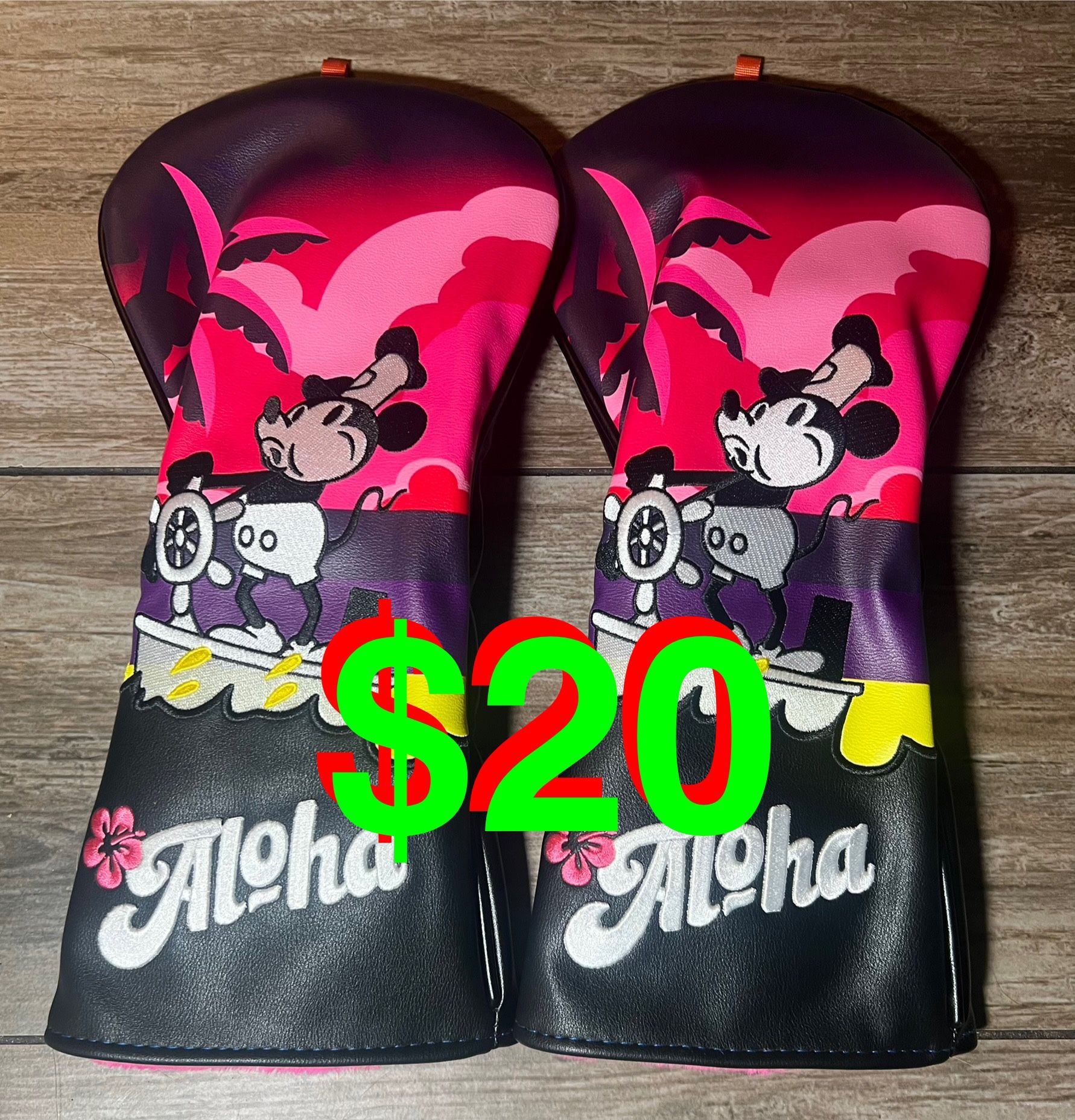 (2pack) Golf Club Head Cover Golf Head Cover Driver Headcover Fairway Wood Headcover Hybrid Club Head Cover (Pink /Black)