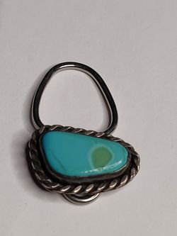 Silver & Steel Torquiose Key Chain Pre-owned 