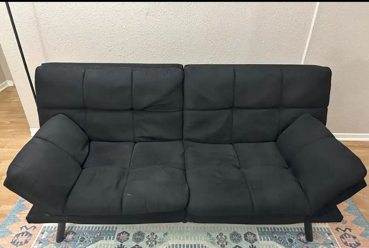 Black convertible 2-in-1 sofa