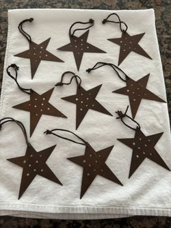 (9) Rustic Primitive Hanging Metal Stars