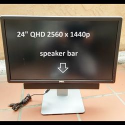 Dell 24" QHD monitor With Sound bar 1440p