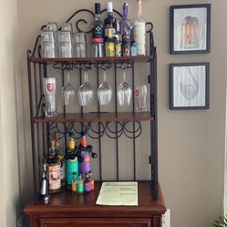 Solid wood and Iron Liquor Cabinet/Wine Rack/Bar Cabinet