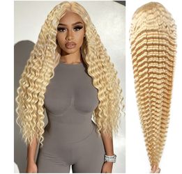 28 Inch 613 13x4 Lace Front Wig Human Hair Blonde Wig Human 180 Density 