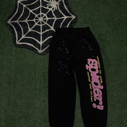 Sp5der P*nk Sweatpants Black