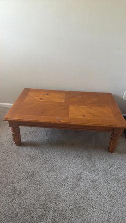 Solid Wood Coffee Table with Parquet Top