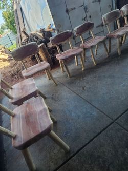 Handmade Cedar Live Edge Wood Chairs – Set of 8