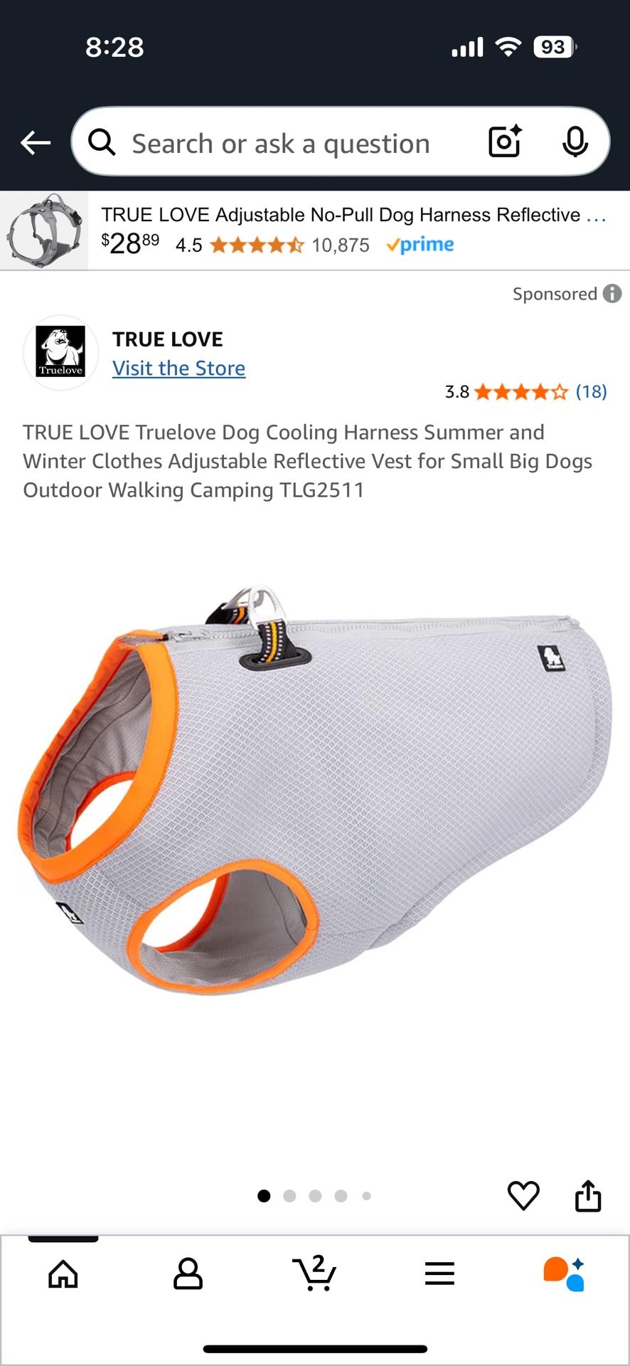 NEW SMALL DOG Cooling harness - TrueLove