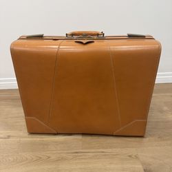 Vintage Leather Hard Suitcase With Key 