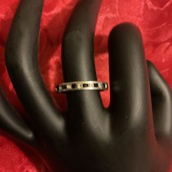 Sterling Silver (925) Ring With Black and White Rhinestones …size 8