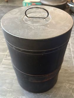 Black Metal Storage Canister with Lid