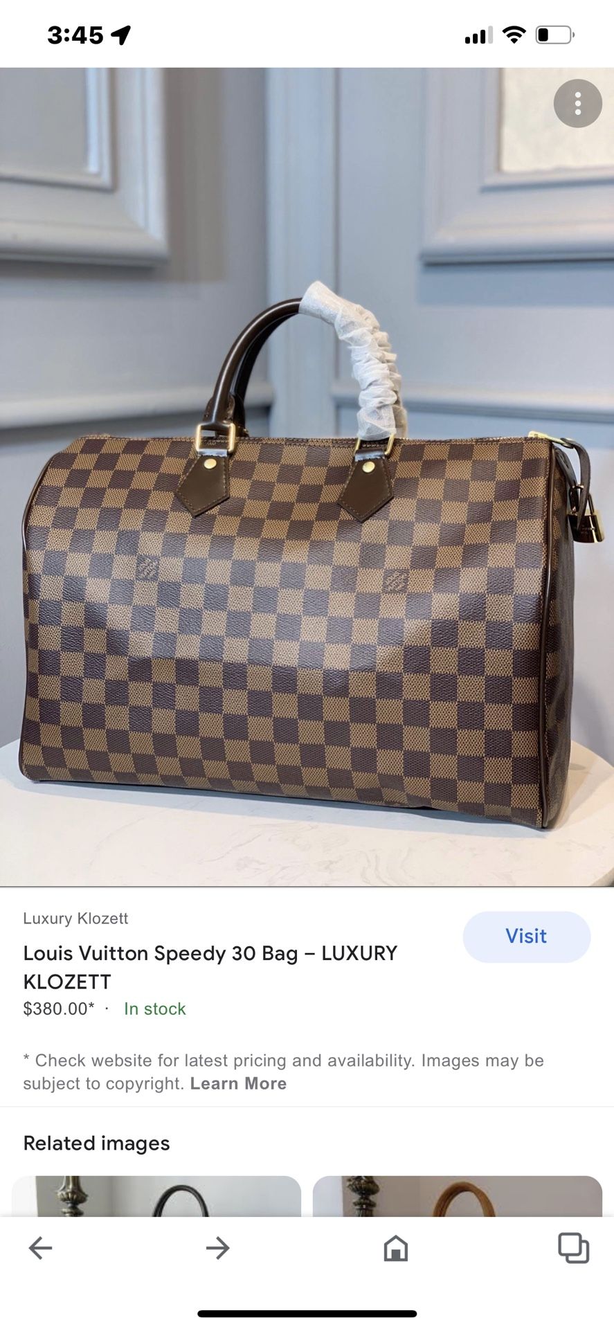 Louis Vuitton Speedy 30 Damier Ebene Handbag