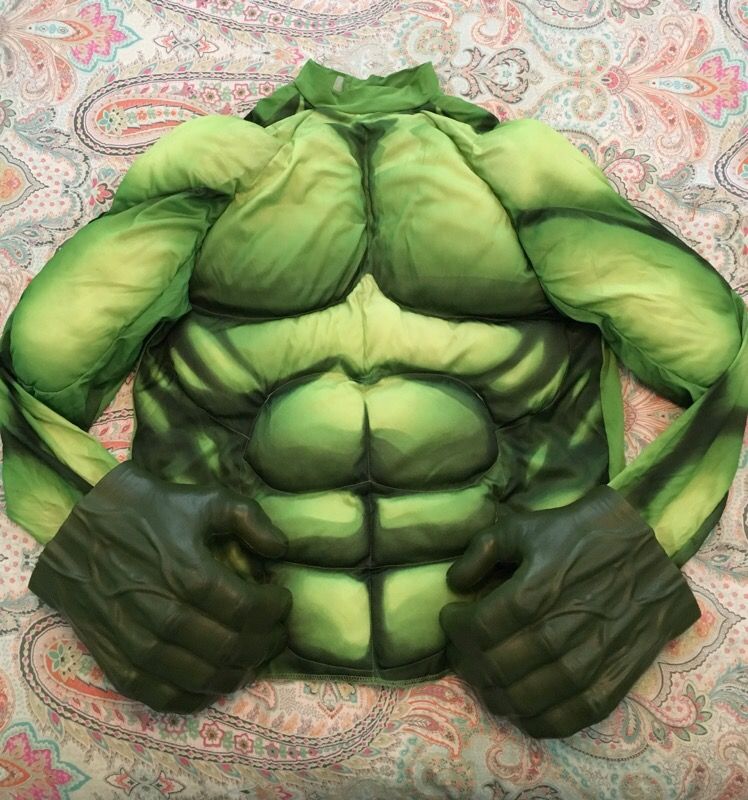 Men's HULK Muscle Shirt Costume With Giant Hulk Hands Large