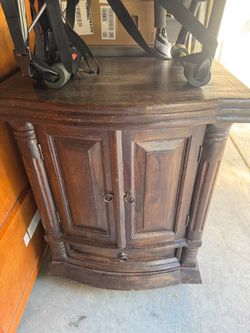 Dark Wood Cabinet Nightstand with Ring Pulls