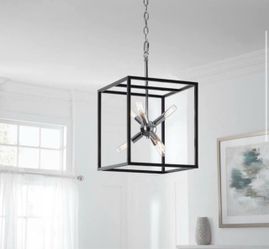 Modern Cube Pendant Chandelier Black and Chrome