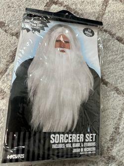 White Wizard / Sorcerer Costume Wig & Beard Set – $10