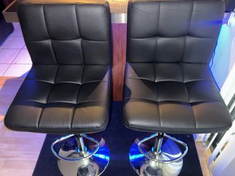 Bar Stools -  Set of 2 Modern Adjustable Black – Excellent Condition