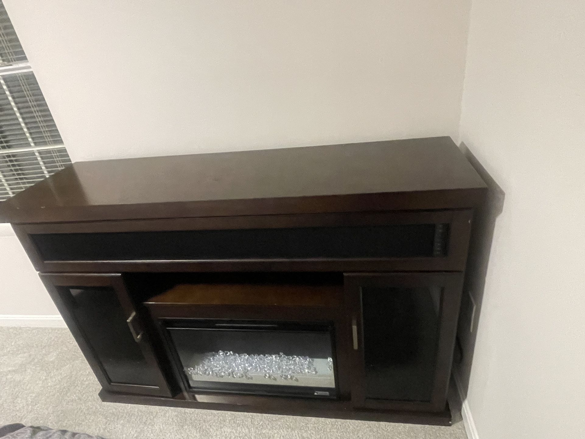 Tv Rack With Fire And Build In Bluetooth Speaker